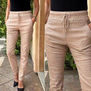 Bevy Flog Shely Bronze Snake Pants Drawstring Waist Full Length Size 25 Women's